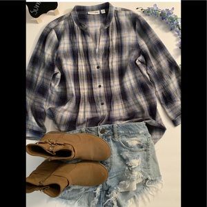 ST JOHN’S BAY woman blouse plaid summer cool